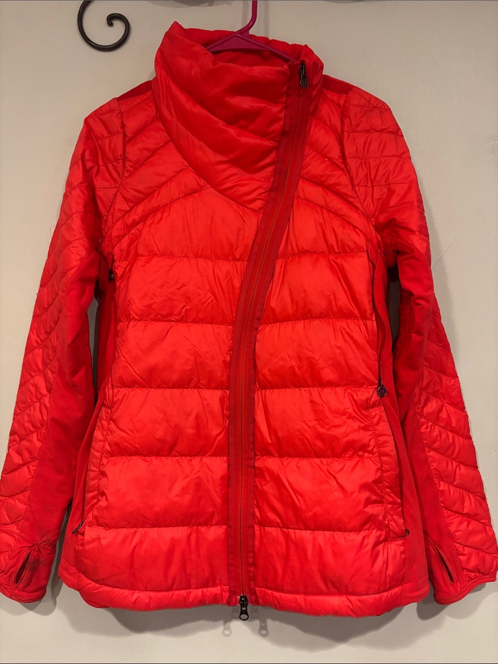 lululemon athletica Red Quilted Asymmetric Puffer Jacket